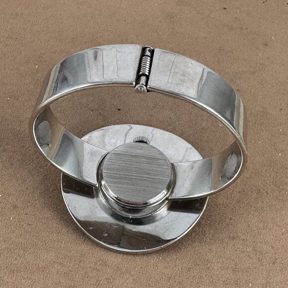 Vintage Marcel Boucher Round Hinged Cuff Bracelet Manual Winding Watch - Picture 6 of 8